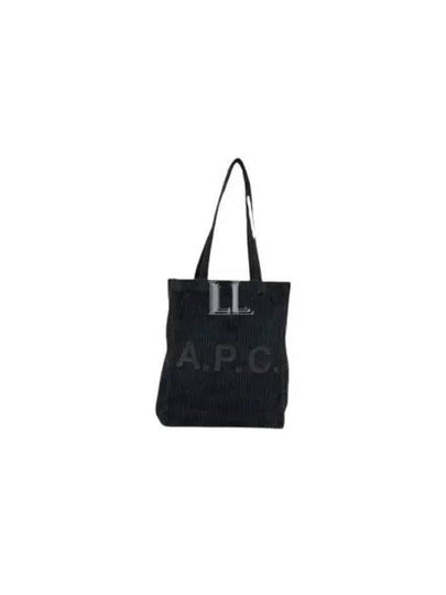 Lou Logo Print Vertical Corduroy Tote Bag Black - A.P.C. - BALAAN 2