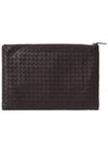 Intrecciato Document Leather Clutch Bag Dark Brown - BOTTEGA VENETA - BALAAN 2