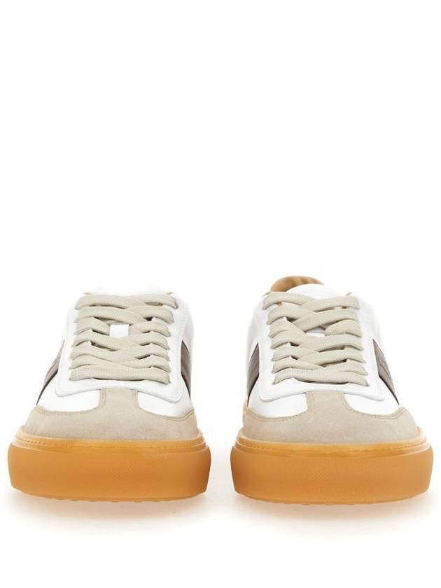 Calfskin Leather Low Top Sneakers White Brown - TOD'S - BALAAN 5