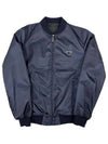 Triangle Logo Re-Nylon Bomber Jacket Navy - PRADA - BALAAN 2