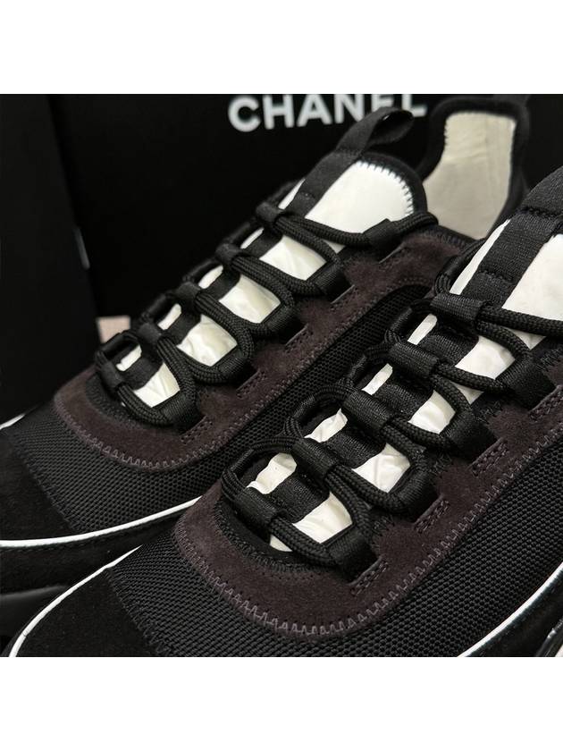 Men's mixed fiber sneakers piping point black champagne gold - CHANEL - BALAAN 5