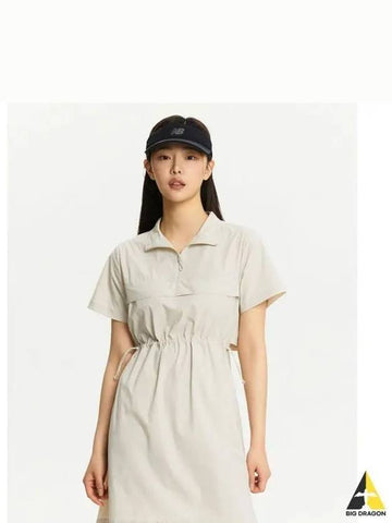 NBNKE3W612 WOMEN Frozen Woven Stretch Collar Short Sleeve Dress BEIGE - NEW BALANCE - BALAAN 1