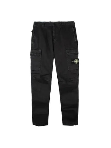 Wappen Patch Cargo Straight Pants Black - STONE ISLAND - BALAAN 1