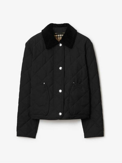 Striped point cropped quilted jacket black - BURBERRY - BALAAN 2