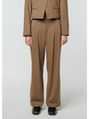 Ramus Studio Meryl Wool Two-Pin Tuck Belt Loop Point Straight Wide Slacks Pants Mos Brown - RAMUSTUDIO - BALAAN 2