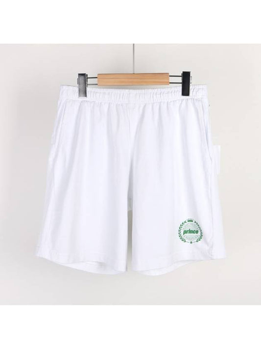 Prince Crest Gym Shorts White SH523WH - SPORTY & RICH - BALAAN 1