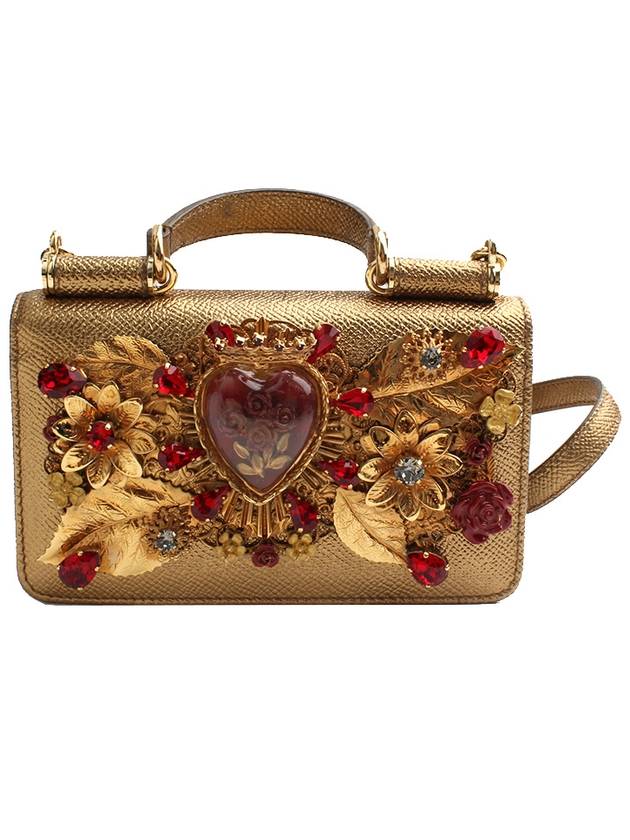 Dolce Gabbana Flower in Gold Mini Cross Bag - DOLCE&GABBANA - BALAAN 1