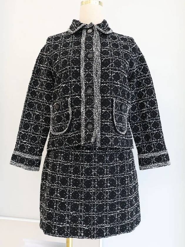 Macrocannage Technical Cotton Tweed Jacket Black - DIOR - BALAAN 7