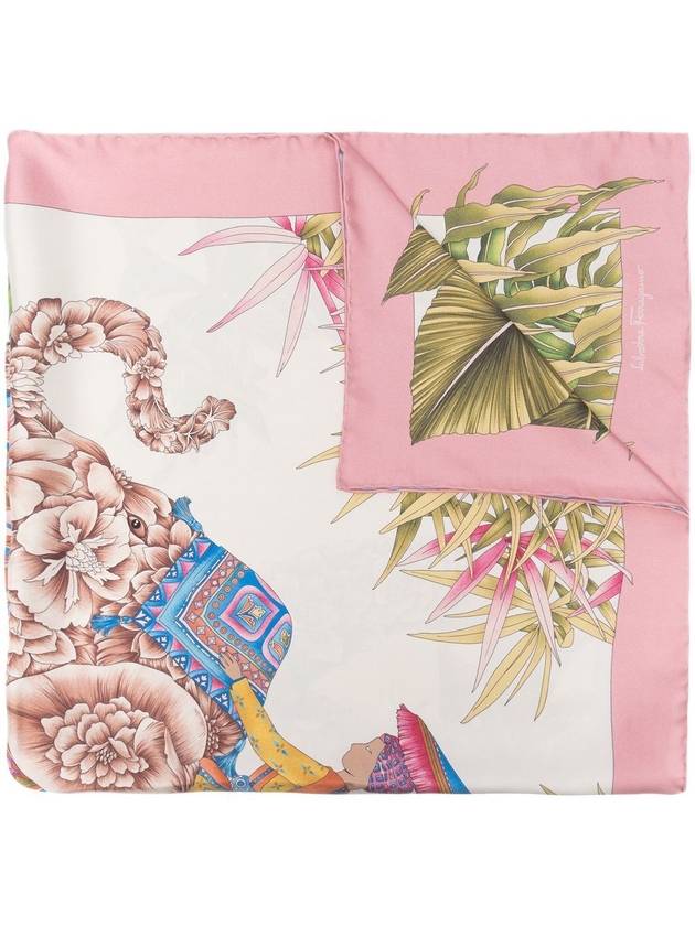 Salvatore India Print Silk Scarf Ivory Pink - SALVATORE FERRAGAMO - BALAAN 2