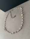 CC logo necklace ribbon crystal pearl silver AB9242 - CHANEL - BALAAN 6