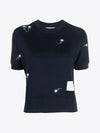 Embroidered Flower Dolman Short Sleeve T-Shirt Navy - THOM BROWNE - BALAAN 2