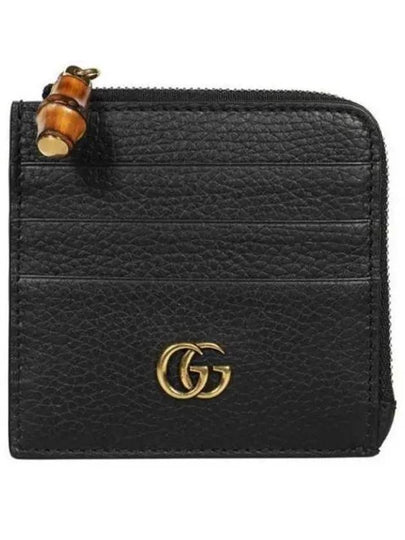 Double G Bamboo Leather Card Wallet Black - GUCCI - BALAAN 2