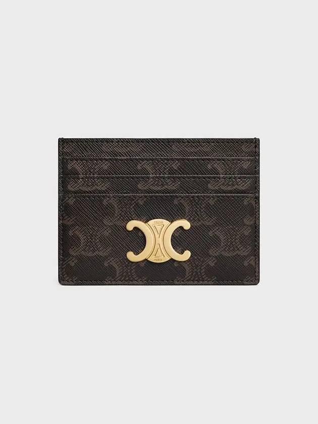 Triomphe Card Holder in Triomphe Canvas Tan - CELINE - BALAAN 2