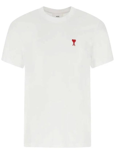 Small Heart Logo Short Sleeve T-Shirt White - AMI - BALAAN 2