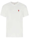 Small Heart Logo Short Sleeve T-Shirt White - AMI - BALAAN 3