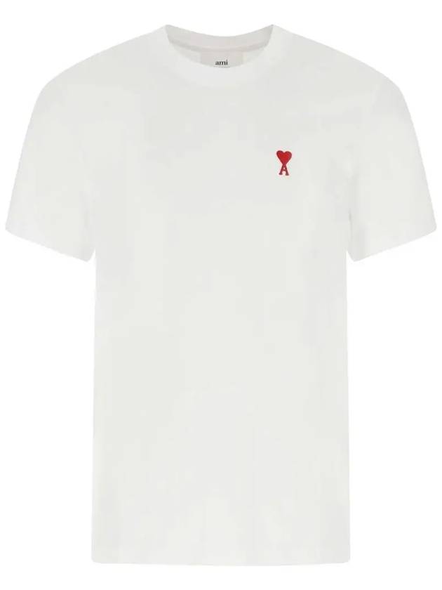 Small Heart Logo Short Sleeve T-Shirt White - AMI - BALAAN 3