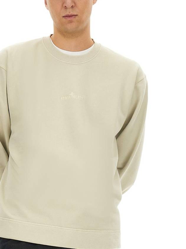 Logo Crew Neck Sweatshirt Off White - STONE ISLAND - BALAAN 7