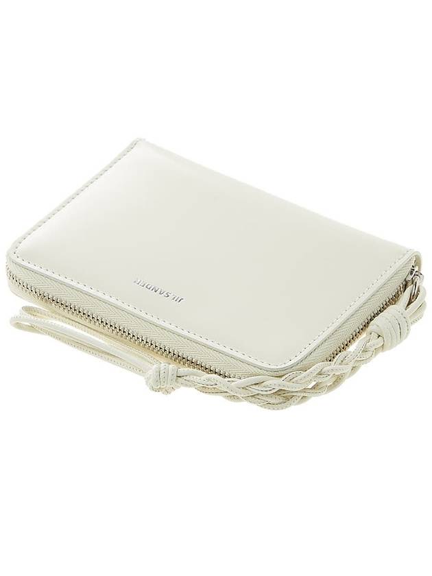 Logo Pocket Zipper Round Half Wallet White - JIL SANDER - BALAAN 5