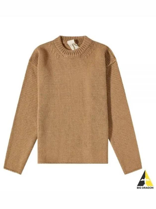 Crew Neck Wool Knit Top Camel - TEN C - BALAAN 2