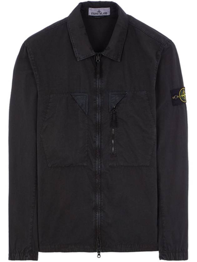 Wappen Patch Old Treatment Zip-Up Overshirt Charcoal - STONE ISLAND - BALAAN 2