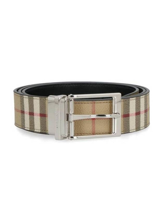 Vintage Check Pattern Leather Belt Beige - BURBERRY - BALAAN 1