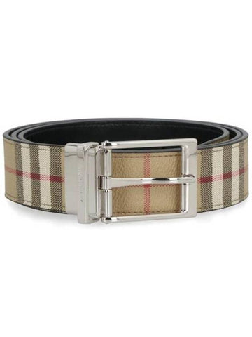 Vintage Check Pattern Leather Belt Beige - BURBERRY - BALAAN 1