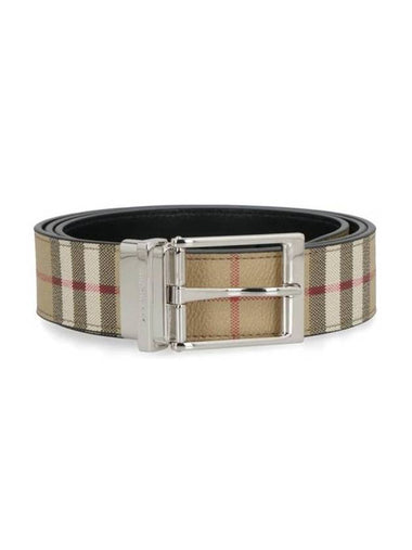 Vintage Check Pattern Leather Belt Beige - BURBERRY - BALAAN 1