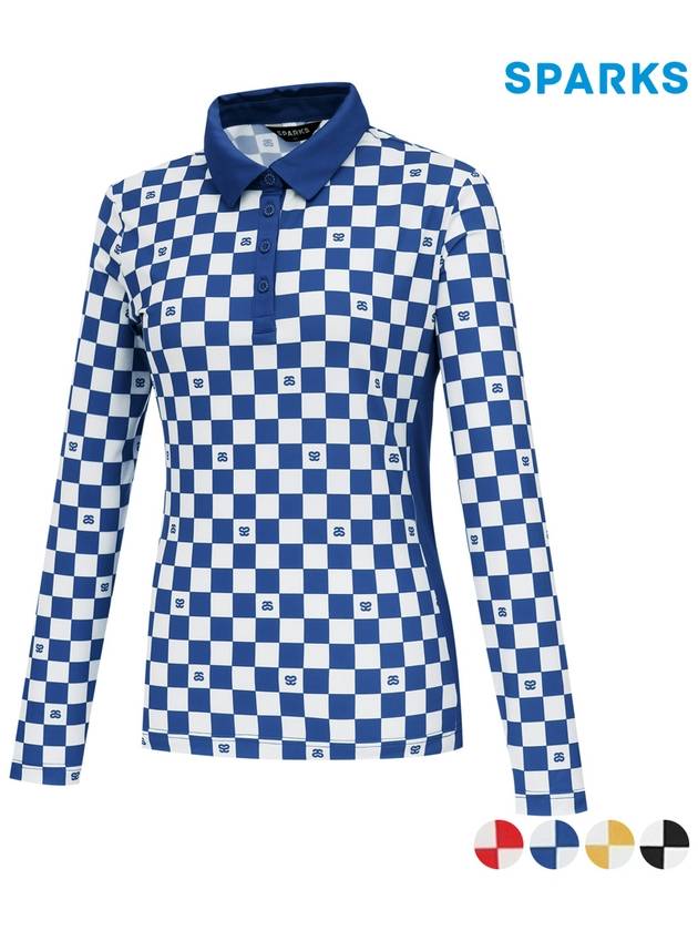 Logo Checkered Long Sleeve Collar T-Shirt SO1LTS101 - SPARKS - BALAAN 4