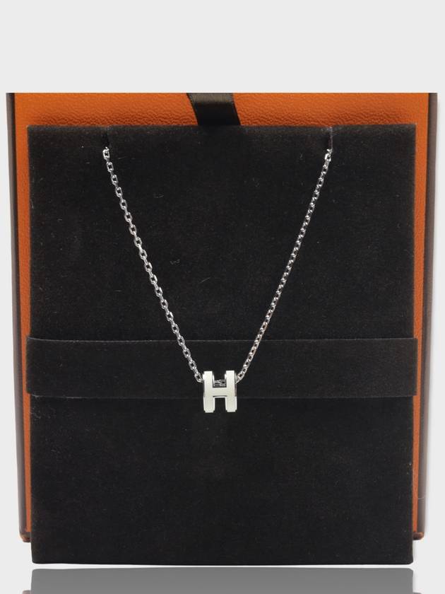 Mini Pop H Pendant Necklace Palladium Blanc - HERMES - BALAAN.