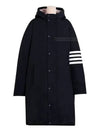 Men's 4 Bar Poly Twill Hooded Parka Navy - THOM BROWNE - BALAAN 2