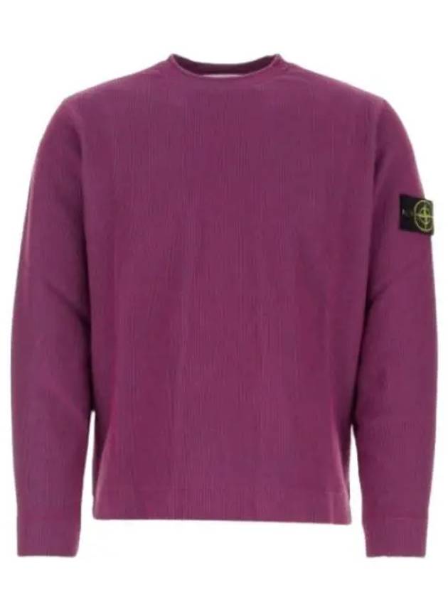 Men's Wappen Patch Crewneck Knit Sweatshirt Magenta - STONE ISLAND - BALAAN 2