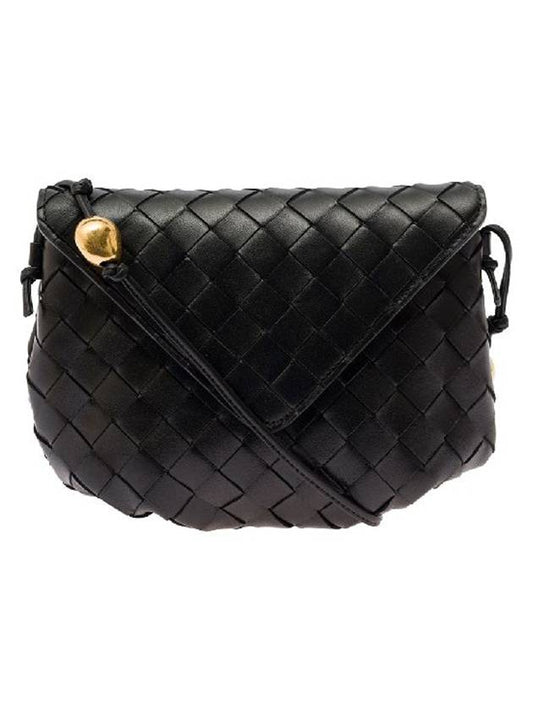 Intrecciato Strap Mini Shoulder Bag Black - BOTTEGA VENETA - BALAAN.