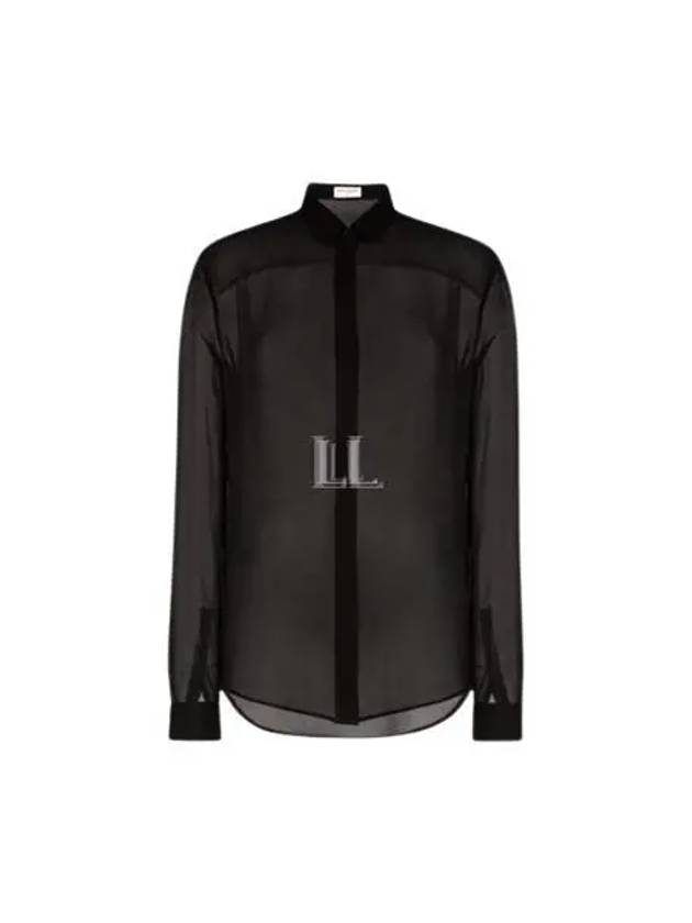 See-through Long Sleeve Shirt Black - SAINT LAURENT - BALAAN 2