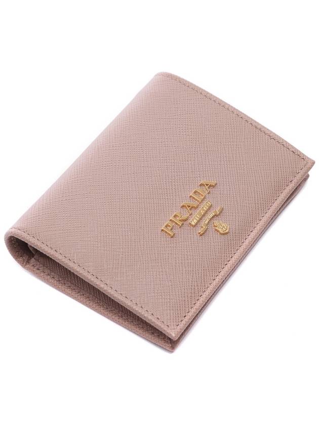 Saffiano Metal Logo Gold Fold Wallet Pink - PRADA - BALAAN 6