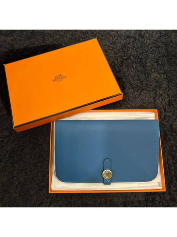 Dogon Duo Blue Long Wallet H050896CK - HERMES - BALAAN 1