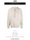 Big Heart Logo Heavy Loopback Organic Cotton Fleece Hoodie Beige - AMI - BALAAN 3