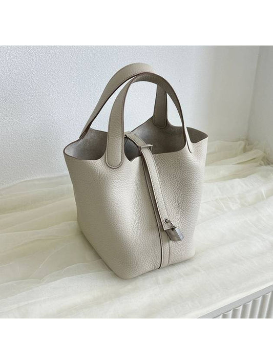 Picotan Lock 18 Tote Bag Grey - HERMES - BALAAN 2