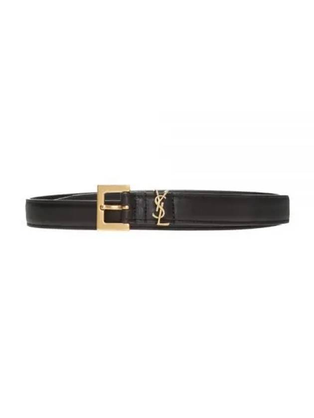 Monogram Square Leather Belt Black - SAINT LAURENT - BALAAN 2