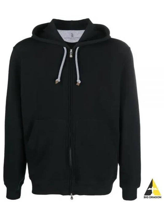 Tech Cotton Zip-Up Hoodie Black - BRUNELLO CUCINELLI - BALAAN 2