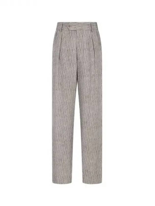 Men s Patterned Two Pleated Pants Warm Gray 271986 - GIORGIO ARMANI - BALAAN 1