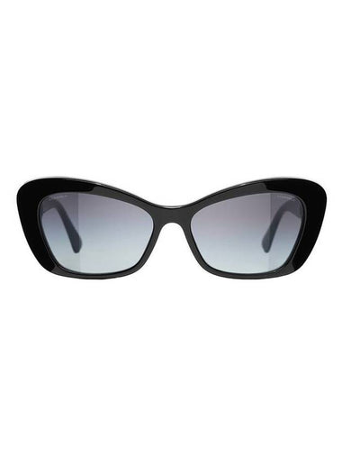 Logo Pearl Decoration Cat Eye Sunglasses Black - CHANEL - BALAAN 1