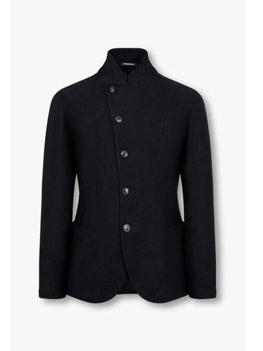 Men s Cotton Linen Crochet Single Jacket Black - EMPORIO ARMANI - BALAAN 1