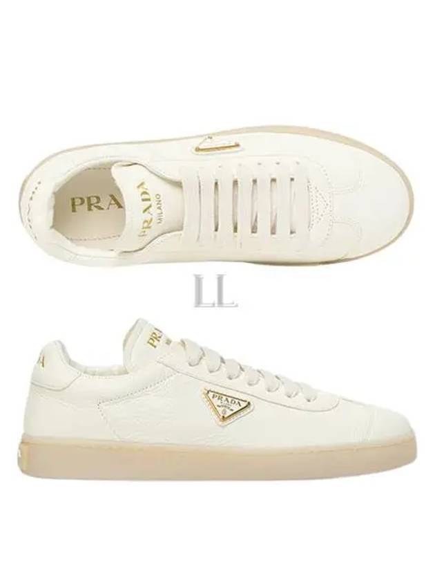 Leather Low Top Sneakers Ivory - PRADA - BALAAN 2