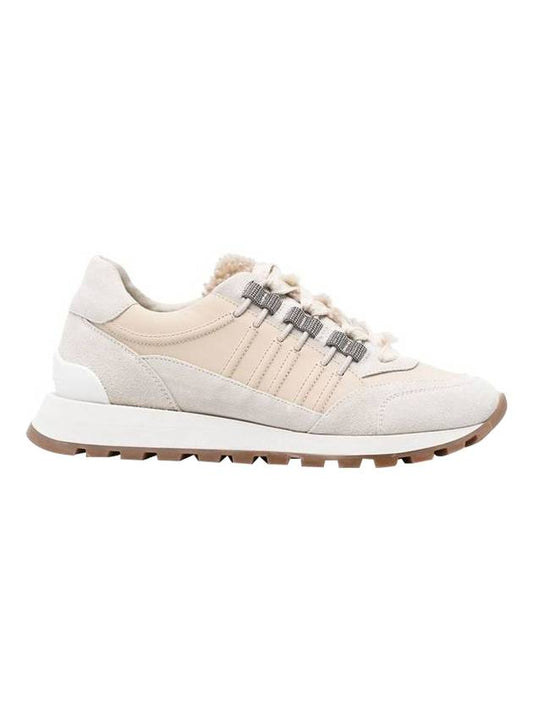 Women's Wool Low Top Sneakers Beige - BRUNELLO CUCINELLI - BALAAN.