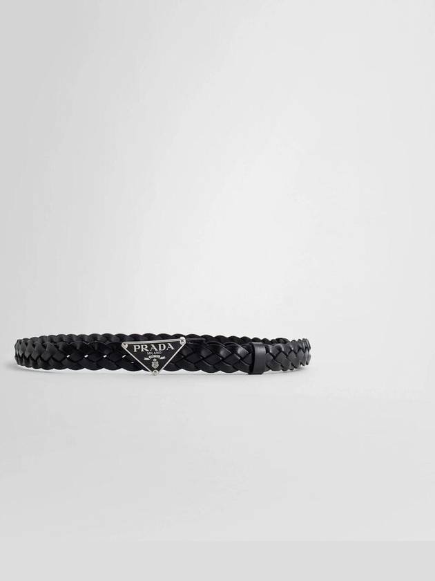 Triangle Logo Leather Belt Black - PRADA - BALAAN 3