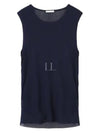 Ride Ribbed Long Tank Sleeveless Navy - AMI - BALAAN 2