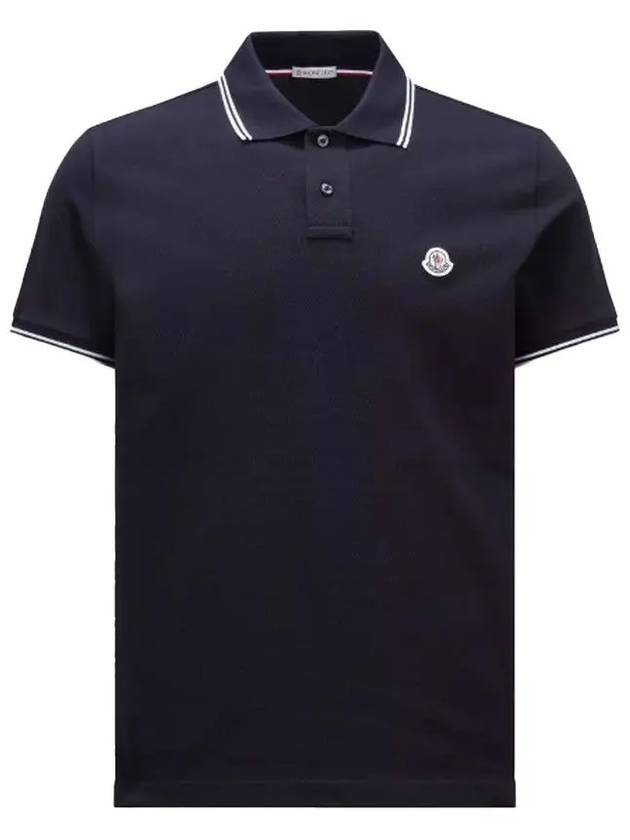 Logo Patch Cotton Polo Shirt Navy - MONCLER - BALAAN 1