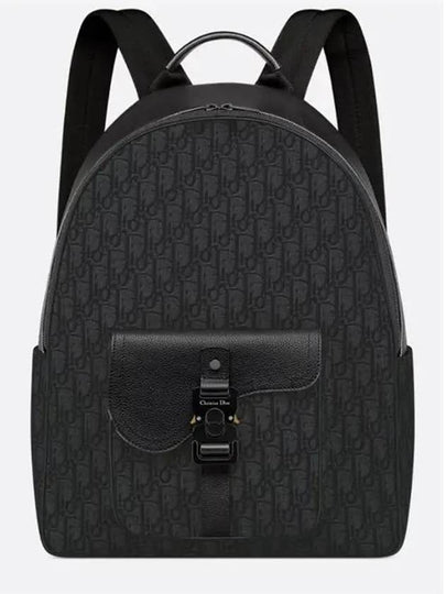 Oblique Jacquard Saddle Zipper Backpack Black - DIOR - BALAAN 2