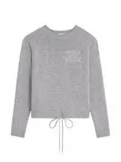 Triomphe Patch Crew Neck Wool Cashmere Knit Top Grey - CELINE - BALAAN 2