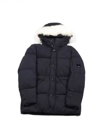 Men's Lens Fleece Detachable Duck Down Padded Parka Dark Navy - CP COMPANY - BALAAN 1